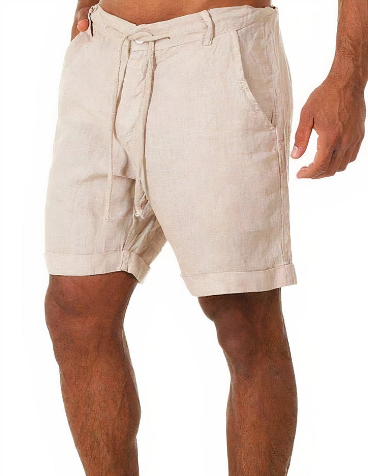 Pantalones cortos de lino para hombre, estilo fresco y cómodo para el verano.