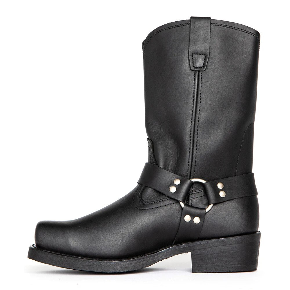 Botas cowboy de hombre marrones o negras con hebilla, ideales para moda masculina y estilo western.