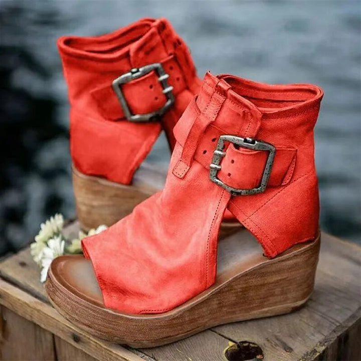 Sandalias cómodas y elegantes de verano para mujer, con tacón de cuña, perfectas para un estilo casual de moda femenina.