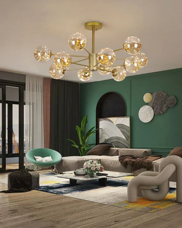 Lámpara de techo negra, diseño de globos flotantes. Perfecta para añadir estilo a tu comedor.
