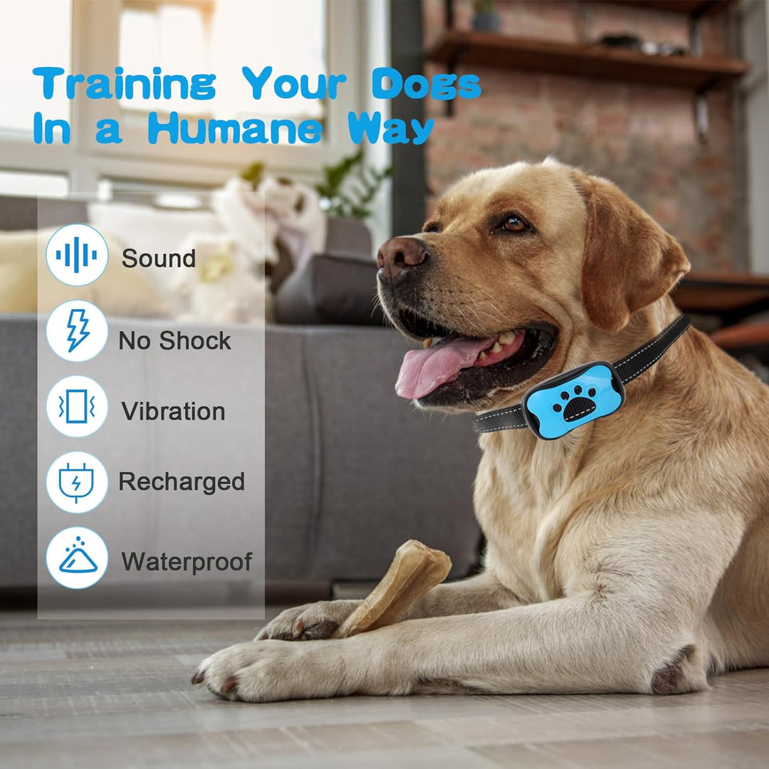 Collar antiladridos recargable para perros, diseño ergonómico y ajuste cómodo para tu mascota.