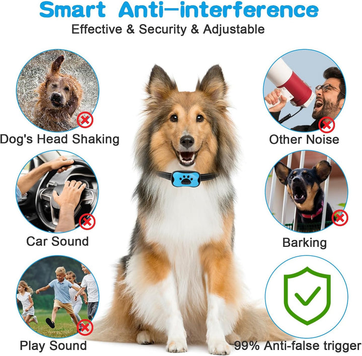Primer plano de collar antiladridos inteligente, tecnología de adiestramiento canino suave.