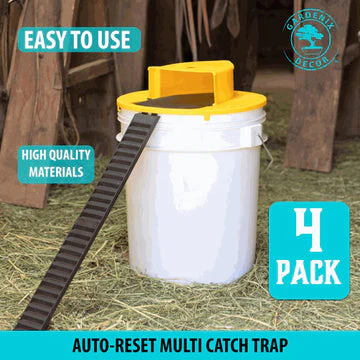 Trampas automáticas no tóxicas para ratones. Diseño de tapa de cubo seguro y ecológico para control de plagas en jardines.
