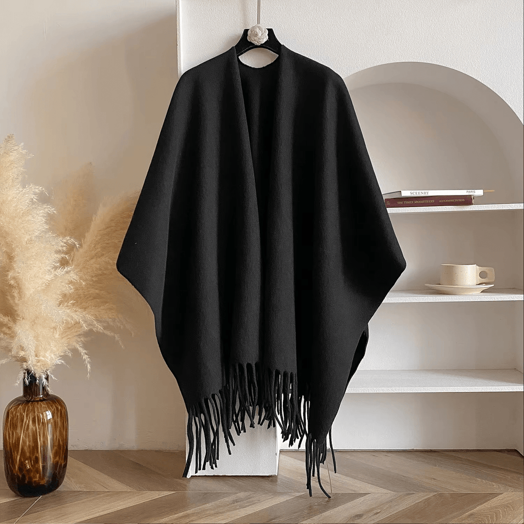 Poncho de mujer reversible, dos estilos en uno para otoño e invierno. Versátil, elegante y cálido, ropa cómoda.