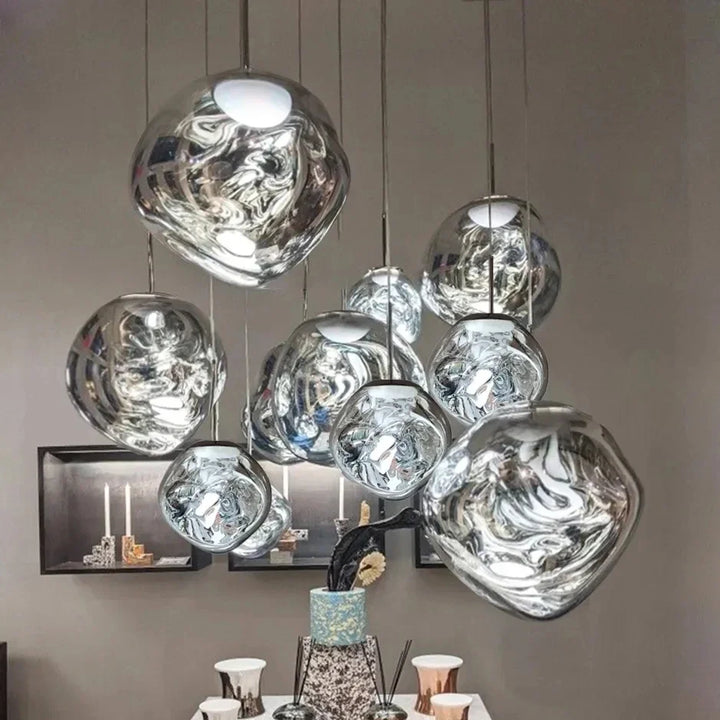 Lámpara colgante nórdica de cristal transparente, diseño moderno para decoración del hogar.