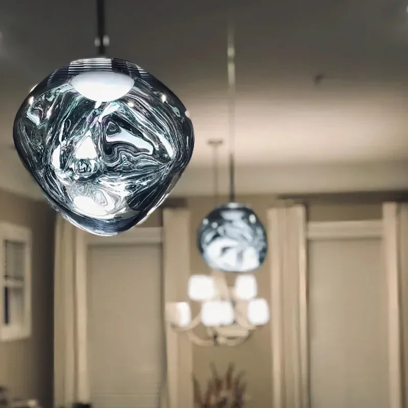Lámpara colgante de cristal transparente, ideal para cocina, comedor o sala, estilo nórdico moderno.