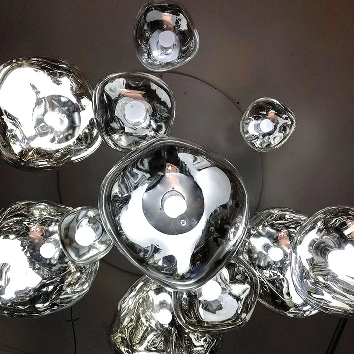 Colgante minimalista de cristal, lámpara de techo con diseño nórdico, luz clara y funcional.