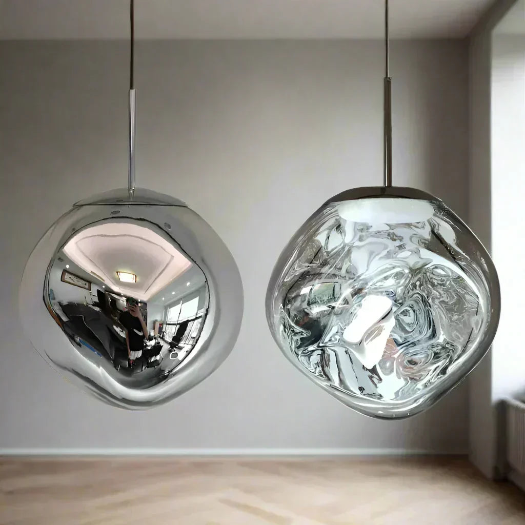 Lámpara suspendida de vidrio nórdica, minimalista, perfecta para la sala de estar moderna.