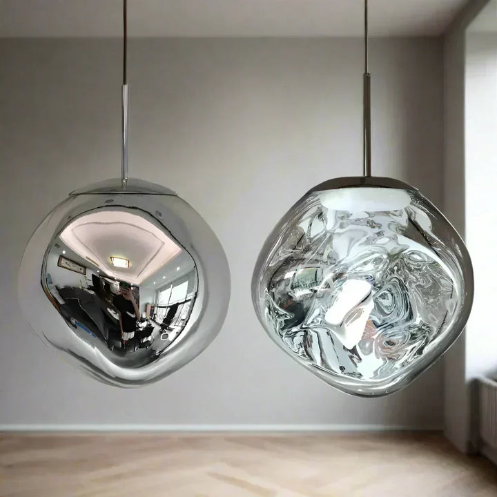 Lámpara suspendida de vidrio nórdica, minimalista, perfecta para la sala de estar moderna.