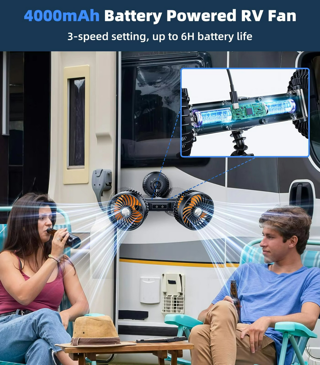 Ventilador inalámbrico AeroBreeze de 3 velocidades, esencial para mantener tu coche fresco y cómodo todo el verano.