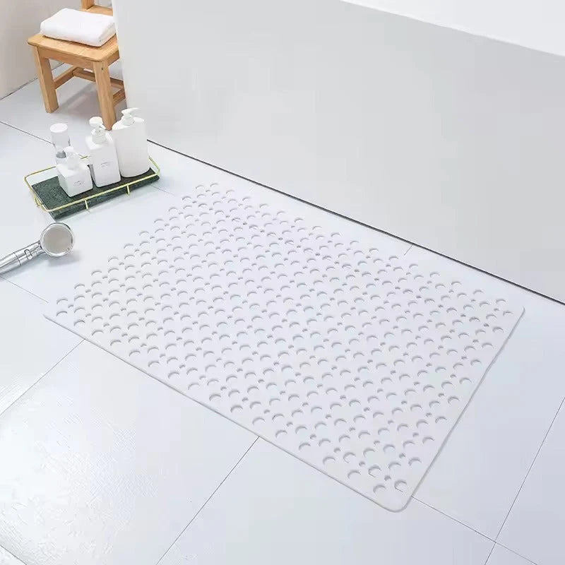 Alfombra de ducha antideslizante, material duradero y de fácil limpieza para un baño higiénico.