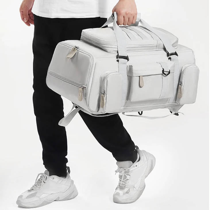 Mochila de viaje unisex para laptop, ideal para trabajo y negocios. Diseño moderno y funcional.