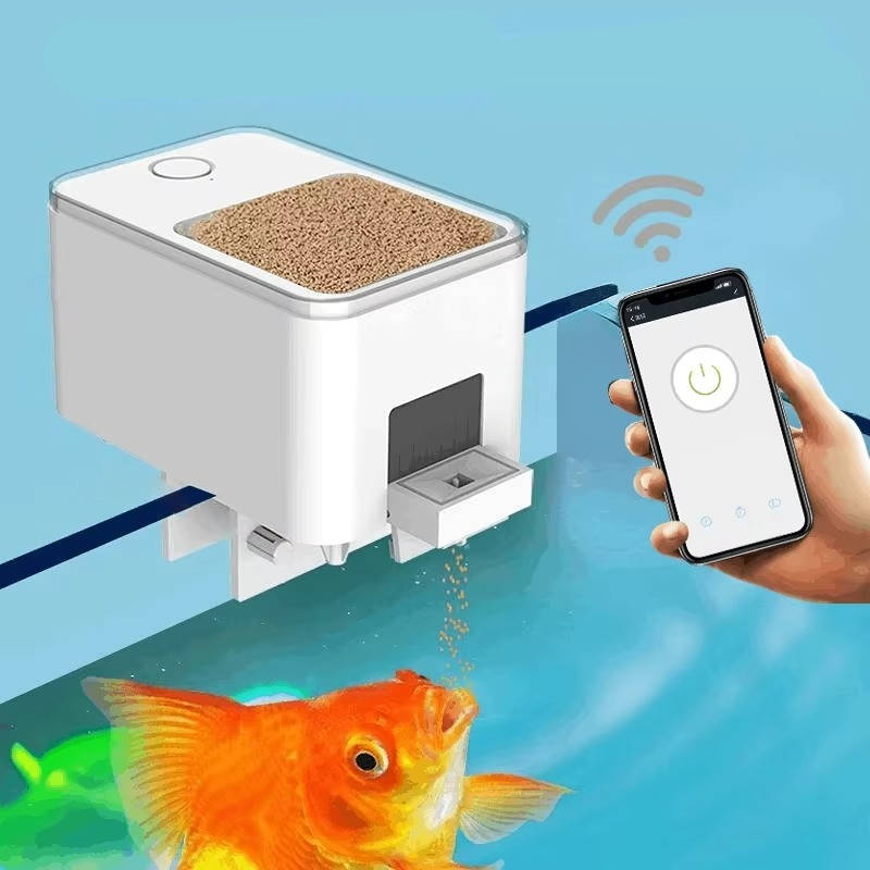 Panel de control y pantalla del dispensador automático de comida para peces, programador inteligente con WiFi.