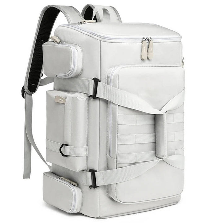 Mochila de viaje unisex impermeable, cómoda y duradera, con gran capacidad para laptop y organización.
