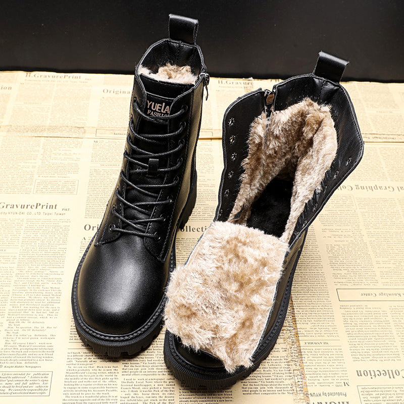 Botas de invierno cómodas para mujer con cremallera. Calzado cálido y antideslizante, ideal para el frío.