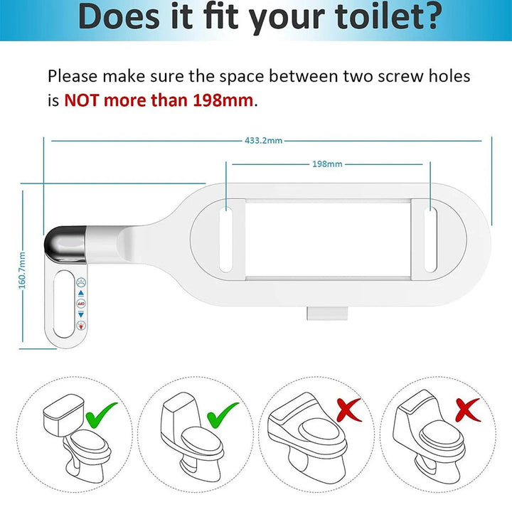 Bidet para inodoro que mejora la limpieza del baño, con diseño ultra delgado y sistema de boquilla dual.