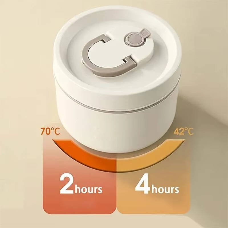 Envase térmico de acero inoxidable para mantener la comida del almuerzo fresca; ideal para viajes o colegio.