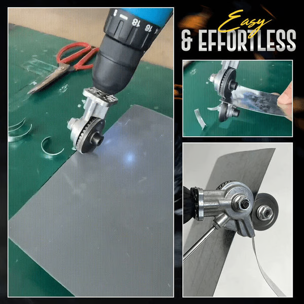 Adaptador de taladro para corte de metal. Convierte tu taladro en un cortador de placas preciso para proyectos de metalurgia.