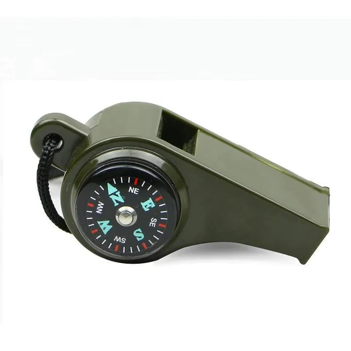 Silbato de supervivencia para camping, senderismo y actividades al aire libre. Garantiza seguridad personal.
