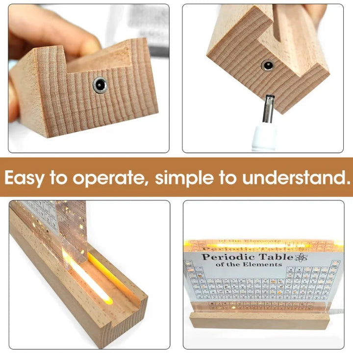 Decorativa Tabla Periódica Acrílica con iluminación LED, un regalo científico perfecto para entusiastas de la química.