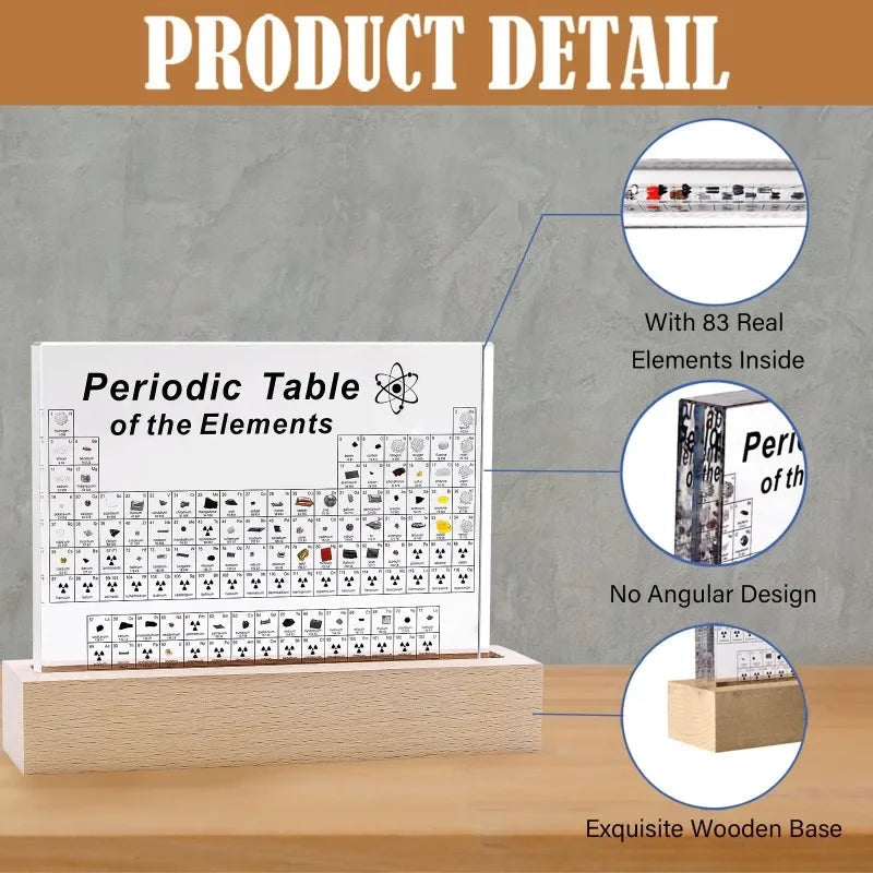 Tabla Periódica Acrílica iluminada, herramienta educativa para aprender elementos y química, perfecta para el estudio.