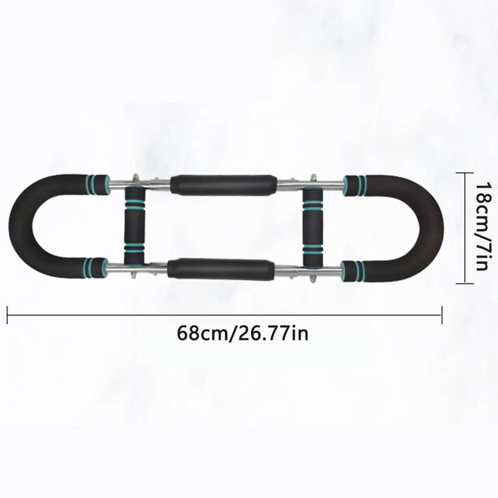 Entrenador de fuerza con bandas de resistencia ajustable para pecho y brazos. Ejercicio en casa, portátil y eficaz.