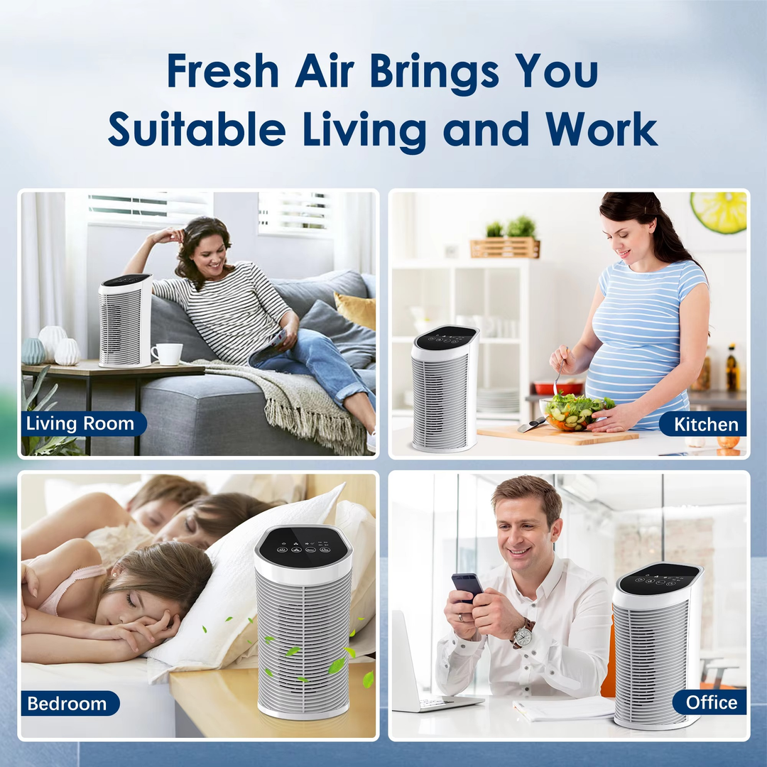 Purificador de aire HEPA esencial para el hogar, mejora la calidad del ambiente, elimina polvo y olores eficazmente.