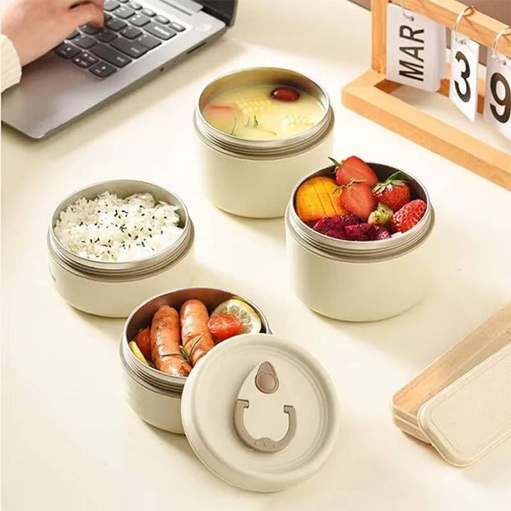 Fiambrera portátil de acero inoxidable, apilable y sin fugas, perfecta para llevar tu comida al trabajo o camping.