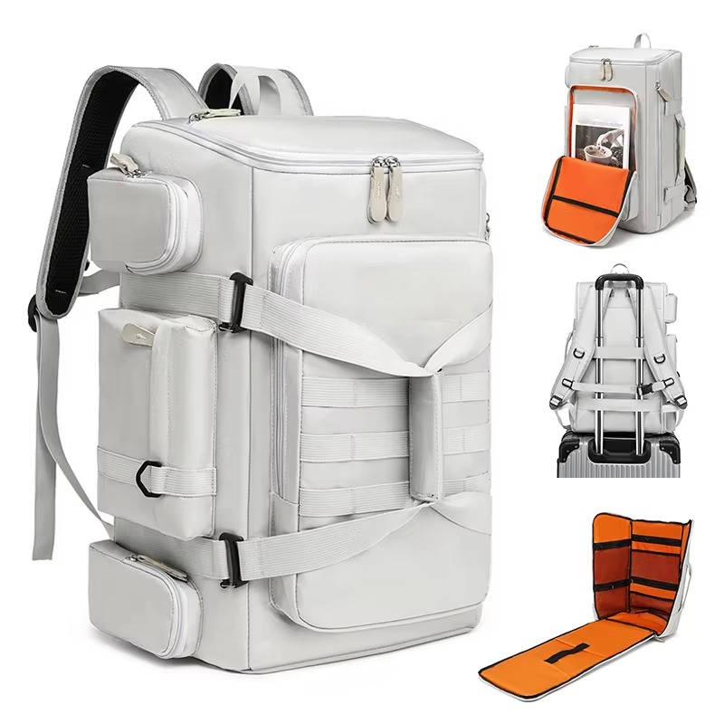 Mochila de viaje unisex con gran capacidad y compartimentos, ideal para equipaje en viajes largos.