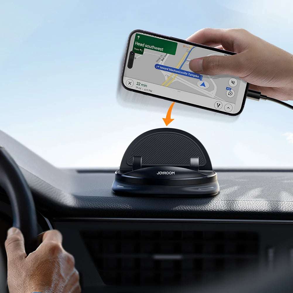 Soporte para teléfono móvil de coche, esencial para navegación segura y uso manos libres en la carretera.
