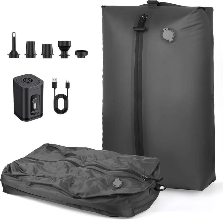 Bomba de vacío portátil USB y bolsas de compresión. Organizador de maletas, ahorro de espacio para ropa en viajes.
