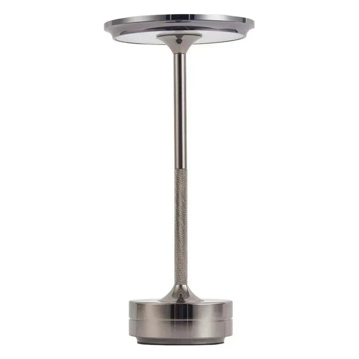 Lámpara de mesa LED inalámbrica, recargable y regulable. Diseño de vanguardia para iluminación de ambiente.