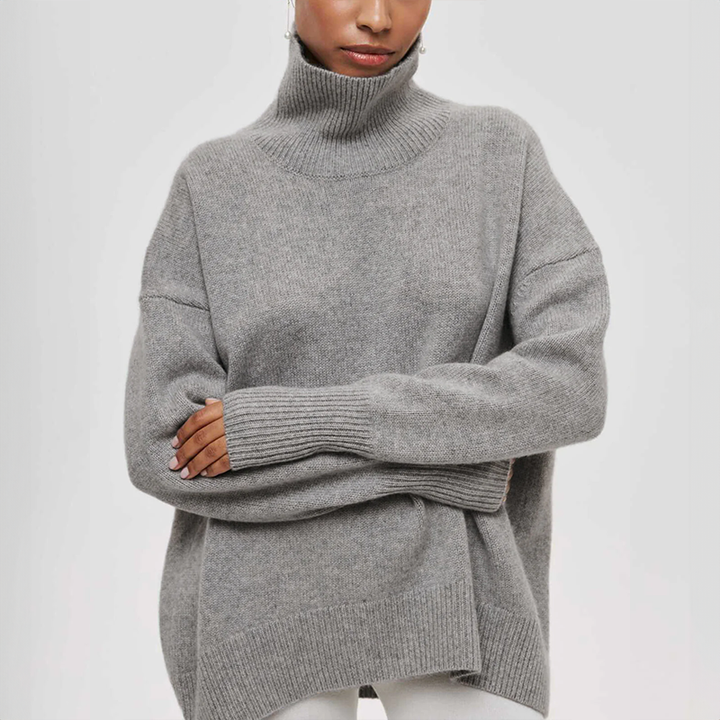 Suéter de cuello alto suave para mujer, ideal para moda de invierno. Jersey casual chic.