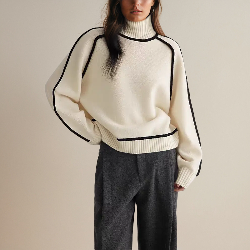 Suéter pullover elegante para mujer, manga larga, suave y cómodo, ideal para estilo casual sofisticado.