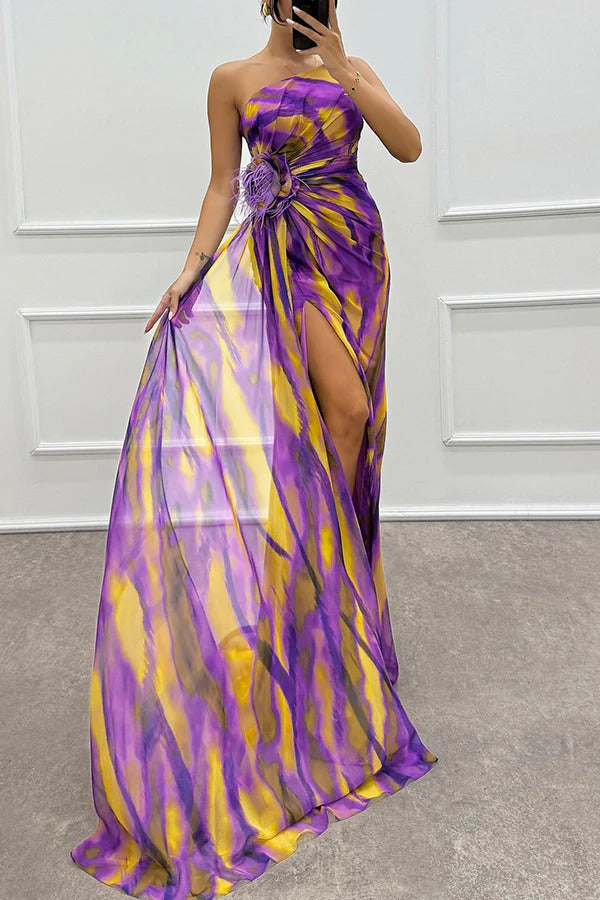 Vestido largo verde asimétrico para mujer, con abertura. Elegante para fiesta, noche o verano.
