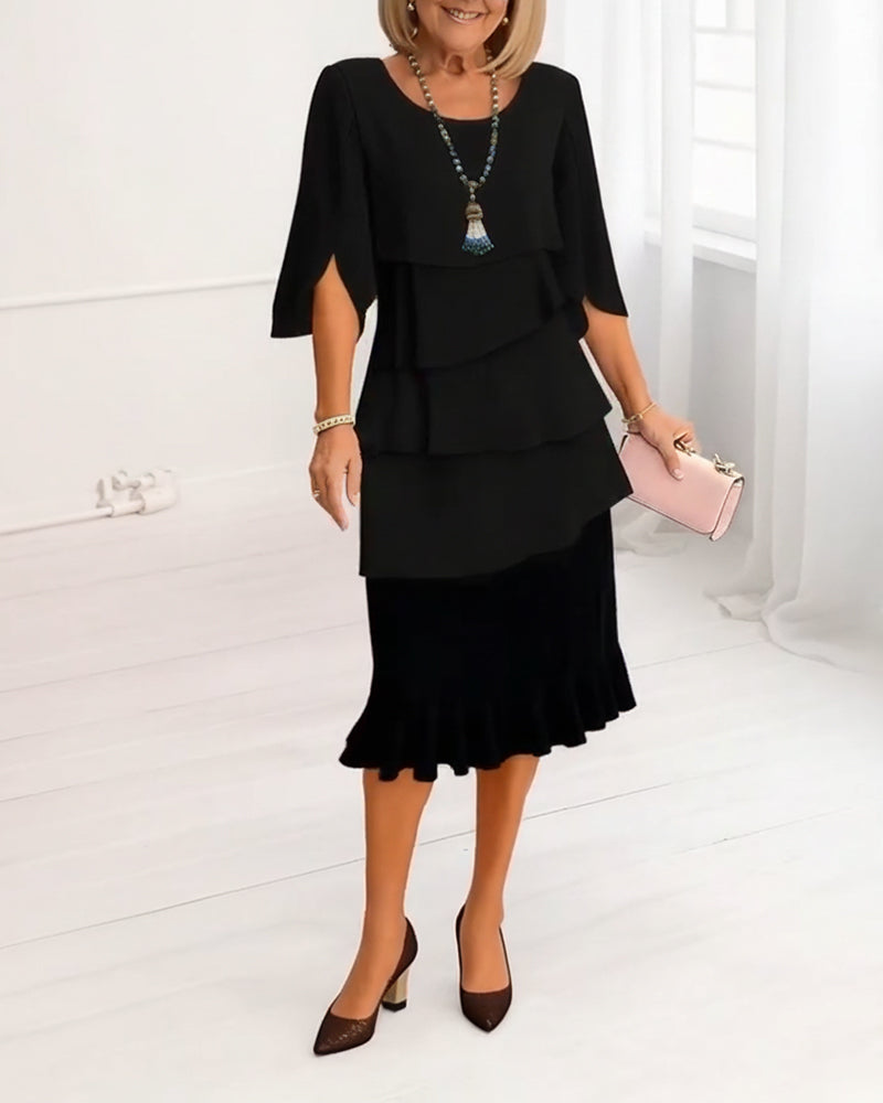 Vestido fluido para mujer, ligero y vaporoso, con delicados volantes. Perfecto para primavera/verano.