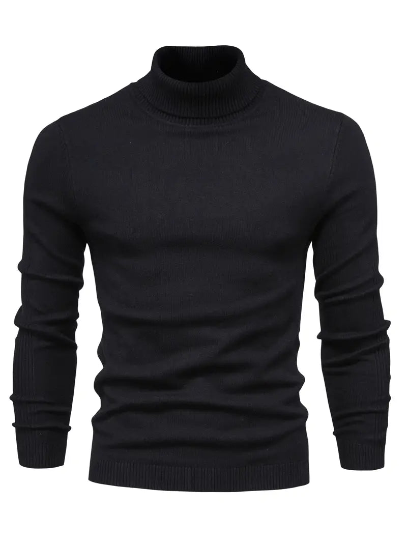 Suéter LUCA de cuello alto ajustado para hombre. Prenda básica moderna, elegante y casual para invierno.