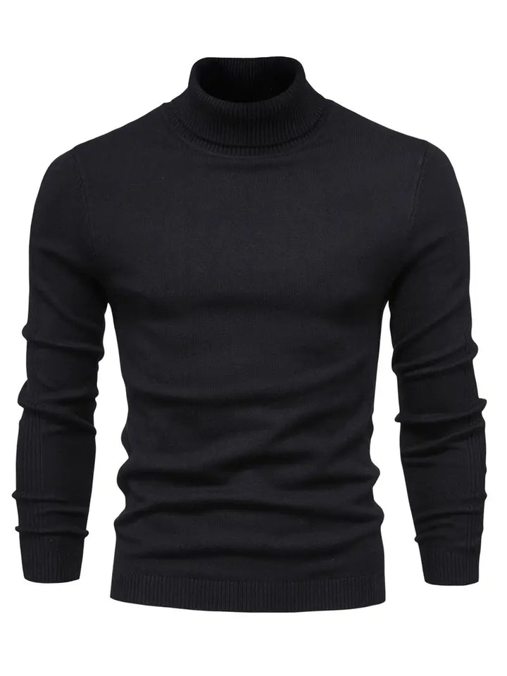 Suéter LUCA de cuello alto ajustado para hombre. Prenda básica moderna, elegante y casual para invierno.