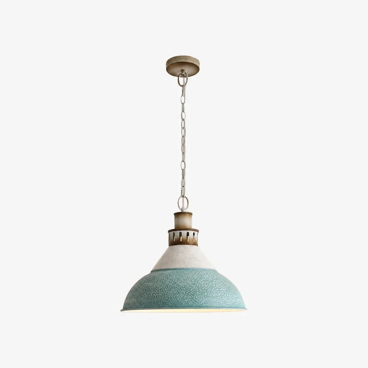Lámpara colgante industrial de domo con cadena, ideal para iluminación moderna de comedor o loft.