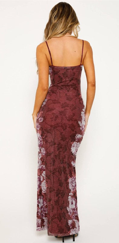 Elegante vestido floral rojo Y2K para mujer, perfecto para fiestas de verano, playa o eventos casuales.
