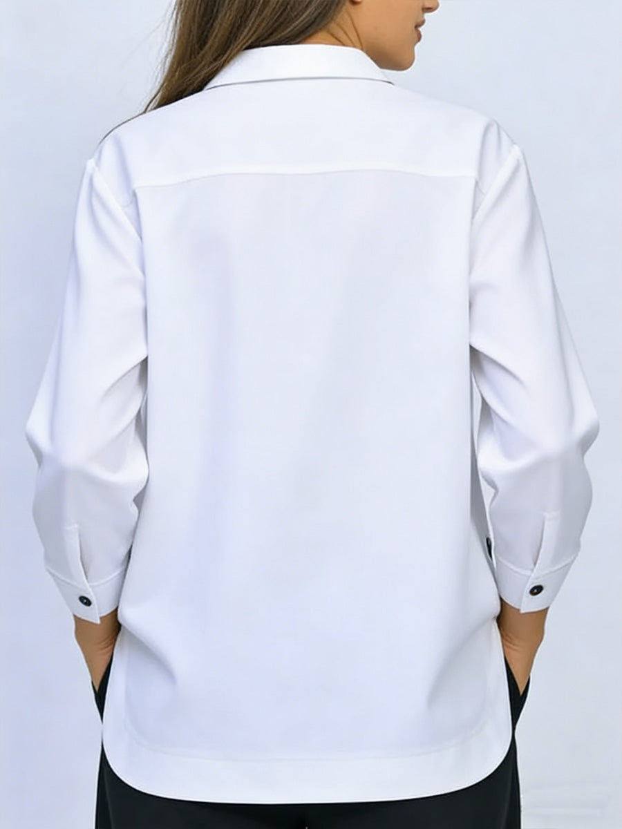Blusa casual de algodón transpirable para mujer, manga larga. Perfecta para estilo de primavera/verano.