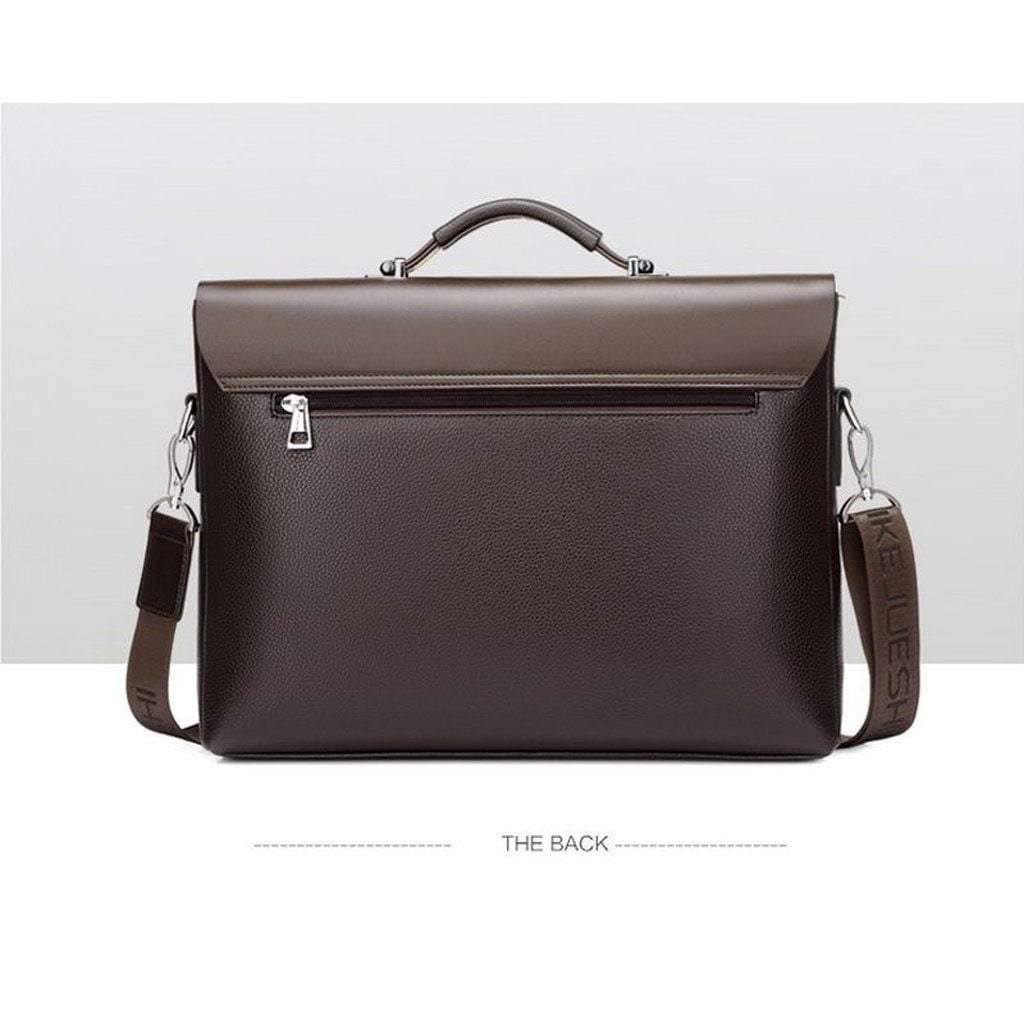 Maletín de negocios profesional de cuero sintético para hombre, perfecto para viajes y reuniones ejecutivas.