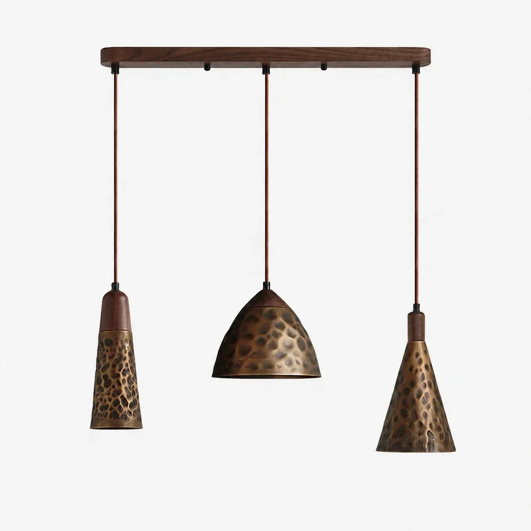 Pieza central: lámpara de cobre martillado para comedor, estudio o cafe, estilo industrial.