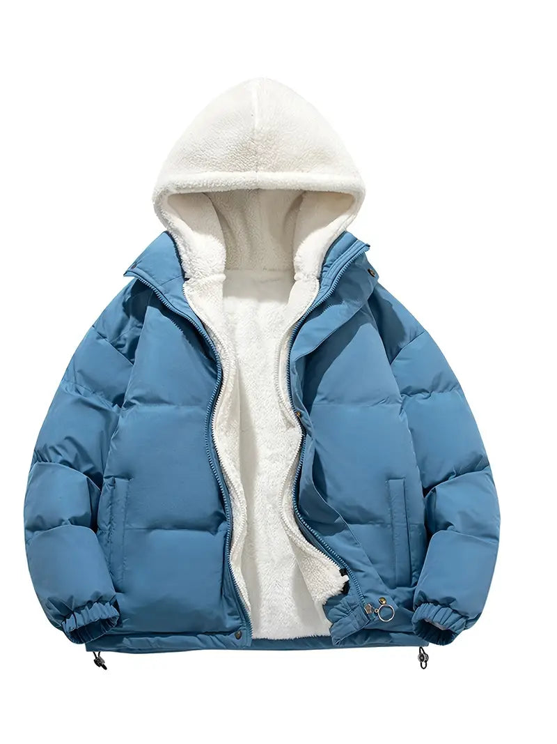 Textura de abrigo de invierno para mujer, chaqueta cálida y cómoda. Moda femenina con protección contra el frío.