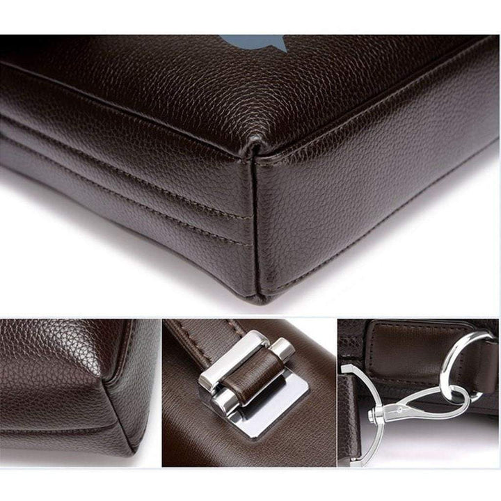 Maletín elegante de cuero sintético para hombre, accesorio profesional ideal para el día a día en la oficina.