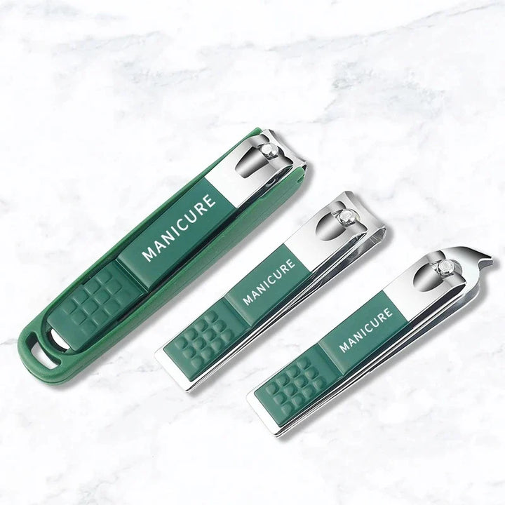 Estuche de viaje para cortauñas y herramientas de uñas, kit portátil de manicura y pedicura de acero inoxidable.