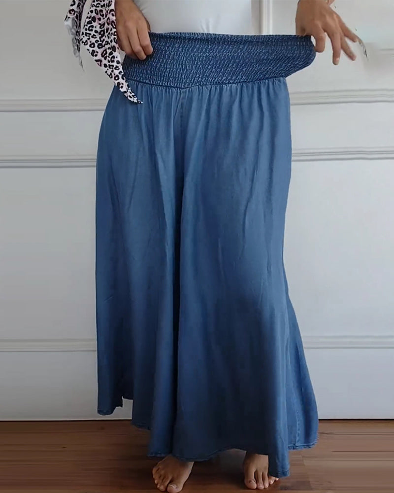 Pantalón de algodón cómodo para mujer. Pierna ancha y cintura elástica, ajuste perfecto para estilo casual.