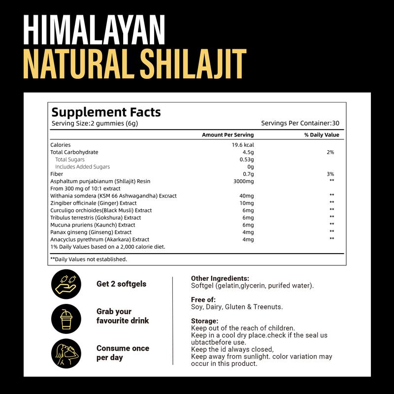 Gomitas premium de shilajit del Himalaya y ashwagandha. Potencia tu salud, energía y bienestar integral.