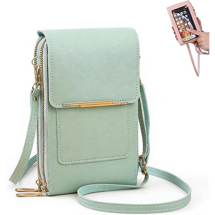 Billetera de seguridad RFID para mujer, impermeable, con correa cruzada y bolsillo para móvil.