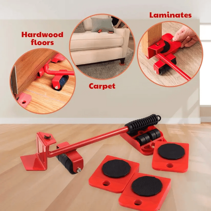 Completo kit de ruedas para mover muebles pesados. Facilita la limpieza, reorganización y mudanza en el hogar con protección.